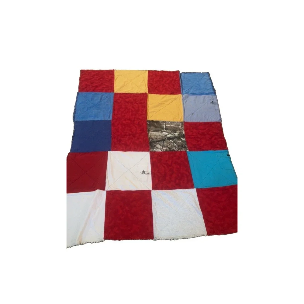 Handmade T-Shirt Rag Quilt Blanket Mens Fishing Margaritaville Red Minky 55x46